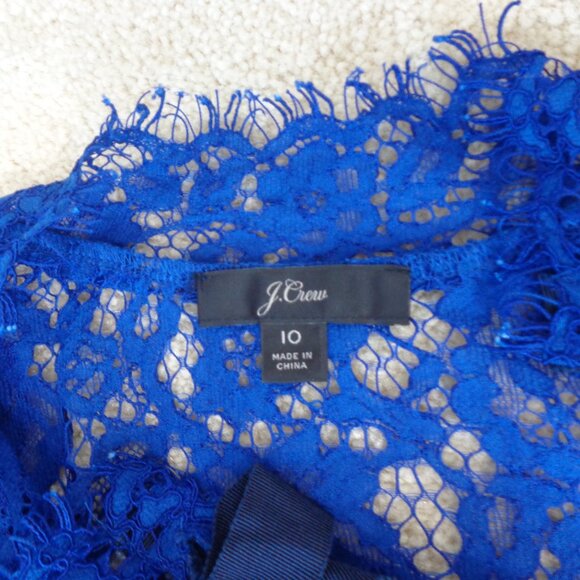 J. Crew Mockneck Floral Lace Bows in Baroque Blue Top without Camisole Size 10 - Picture 4 of 8